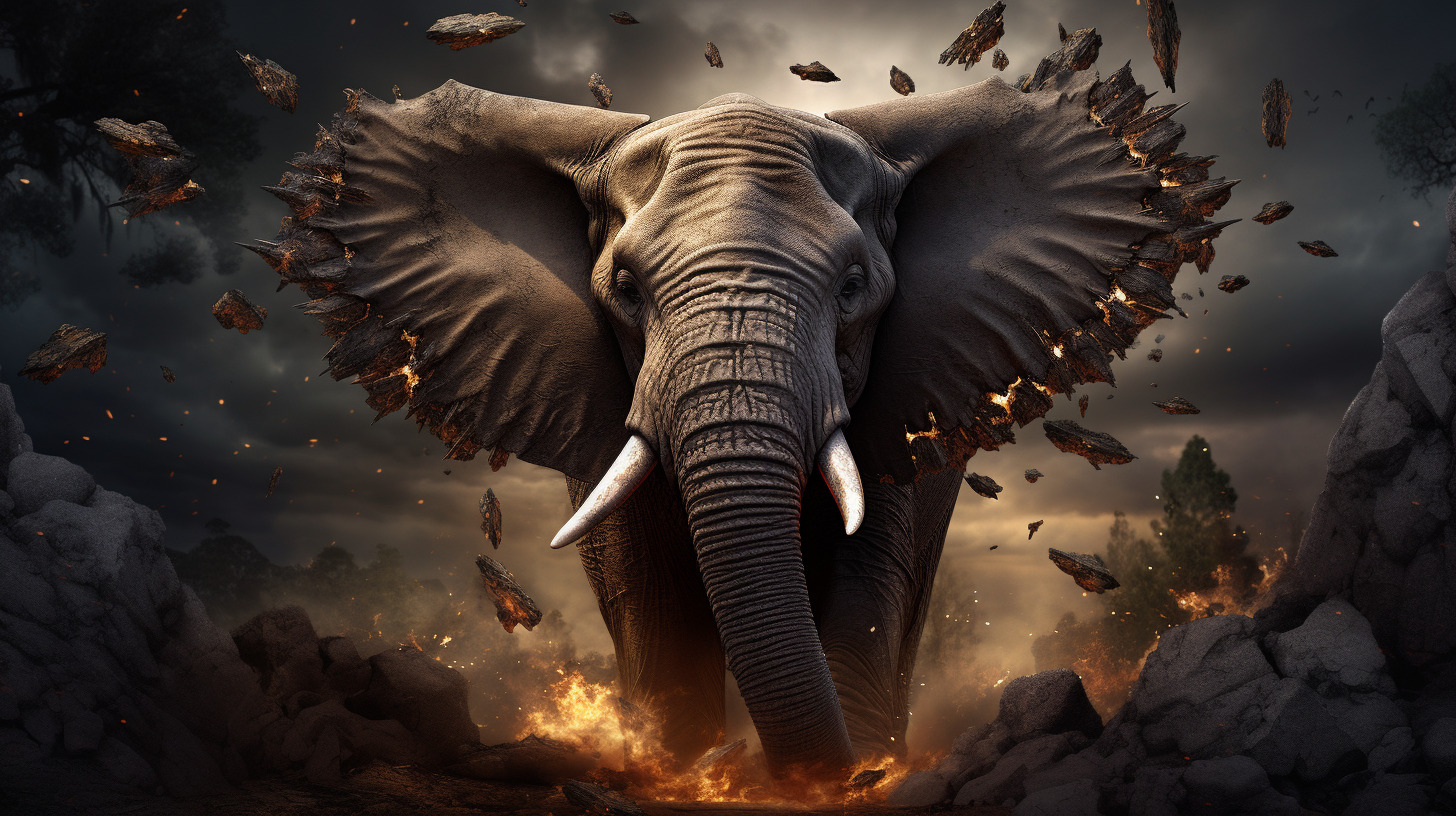 Experience 16:9 desktop elegance with anime elephants in action