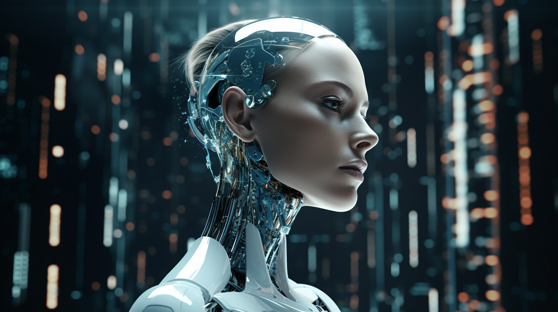 Cybernetic Wonders: Futuristic AI Robot Wallpaper