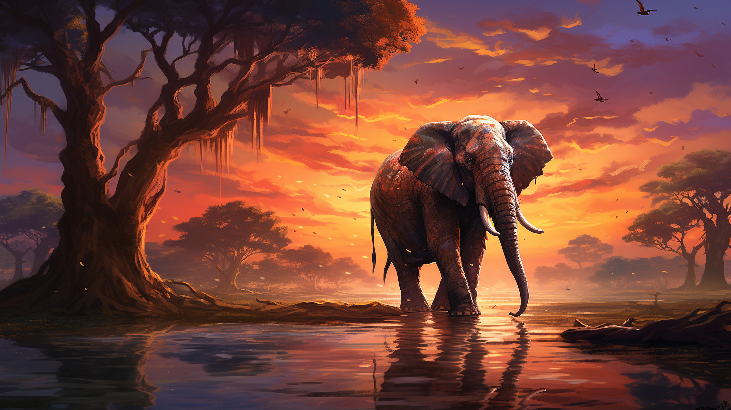 HD anime elephant images create a whimsical digital background