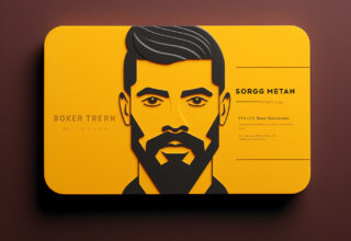 Modern Edge Barber's Yellow Minimalist Business Card