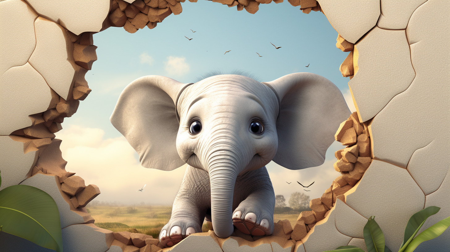 Adorable 3D cartoon elephants dance on your desktop wallpaper