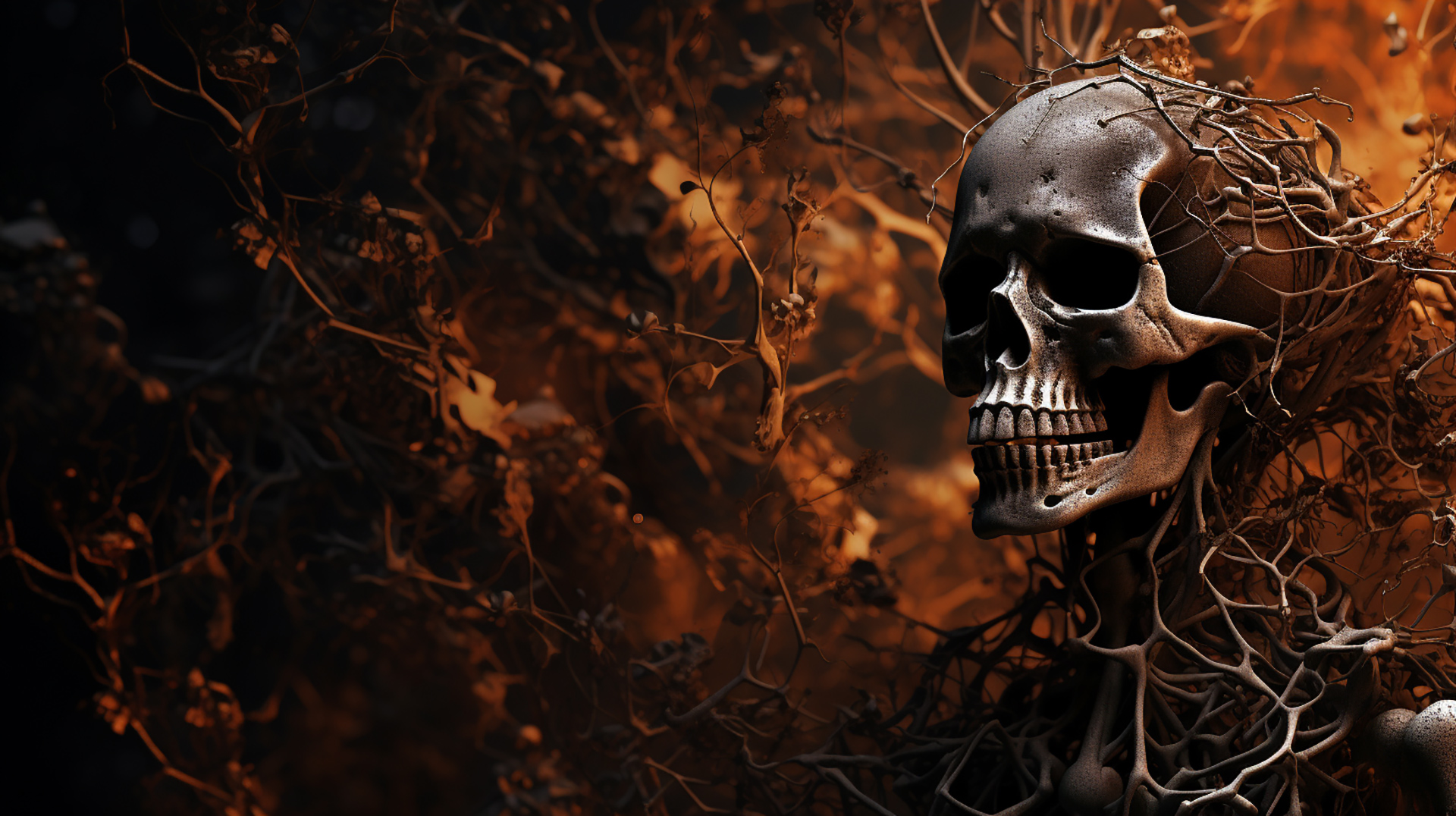 Creepy and Dark: 4K Wallpaper Featuring AI Skeletons