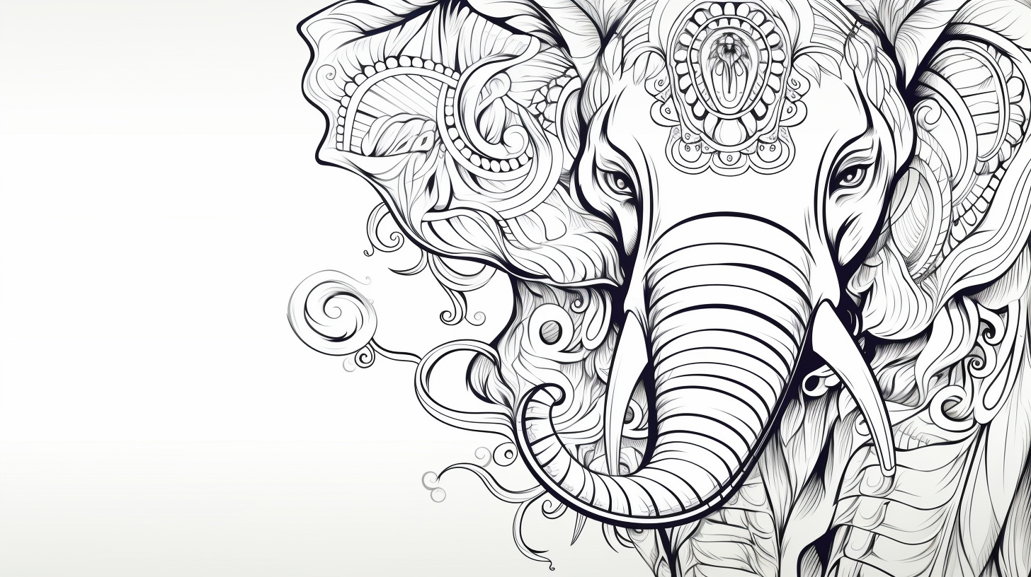 Enjoy 16:9 desktop simplicity with line drawing elephants