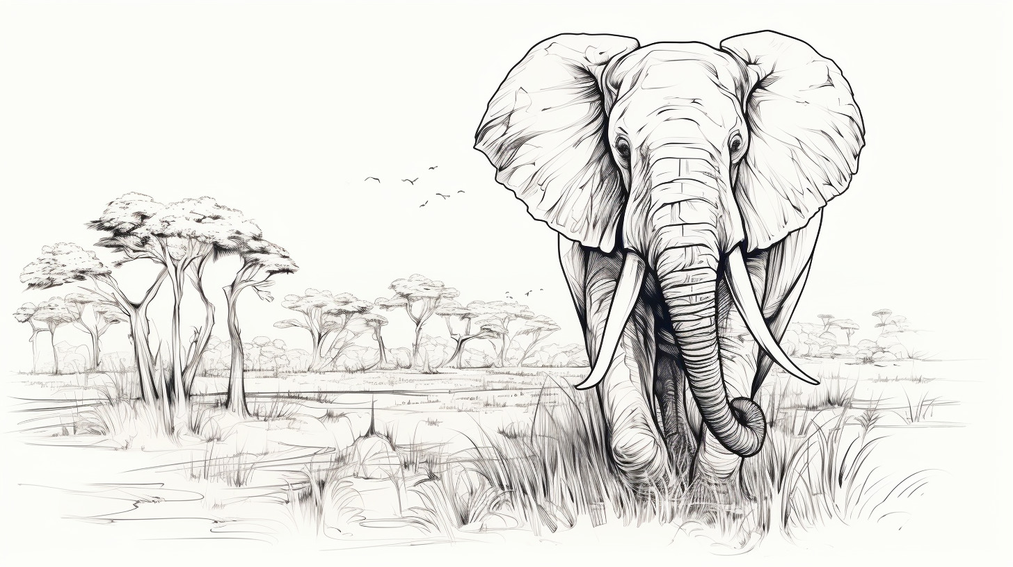 Line drawing elephants add sophistication to your PC wallpapers in clean 1920x1080