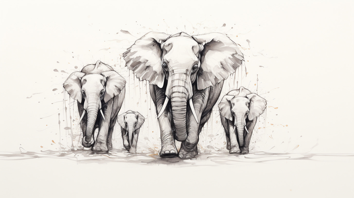 Download minimalistic 4K line drawing elephant wallpapers