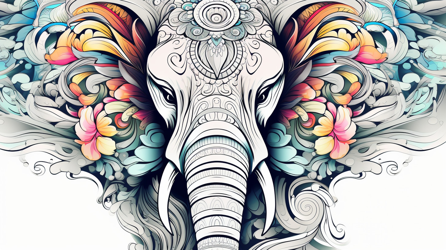 Elegant line drawings of elephants grace your desktop wallpaper