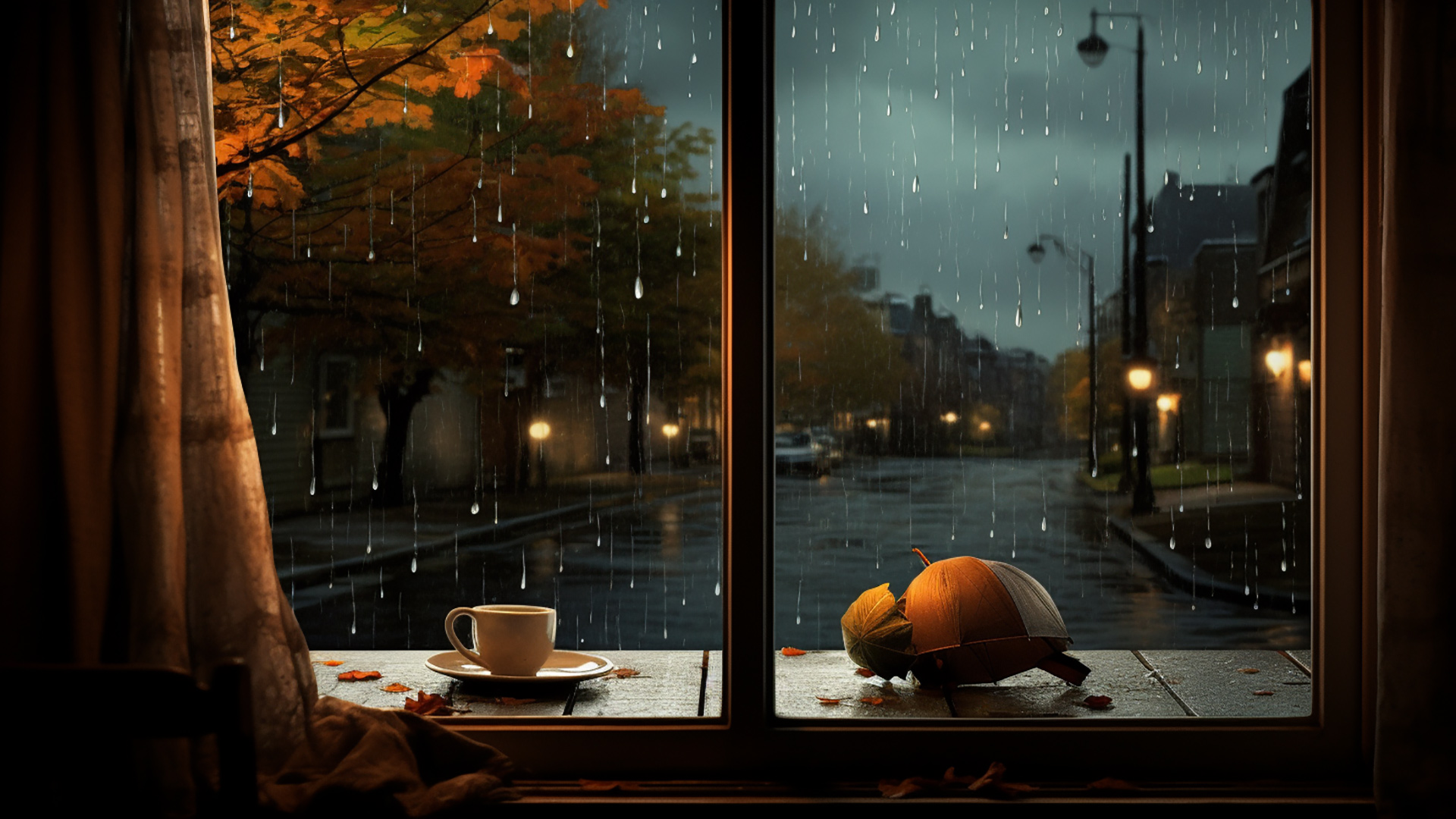 Digital daydreams: Rainy view desktop wallpapers for reflection
