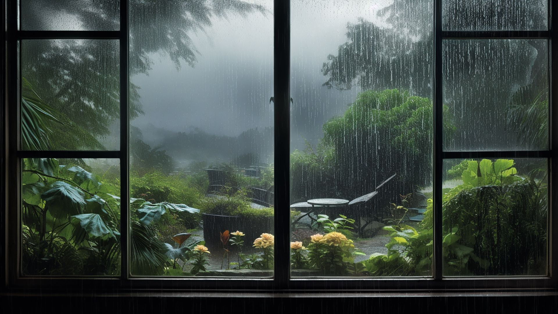 Through the Glass - 8K Rainy Day Desktop Wallpaper