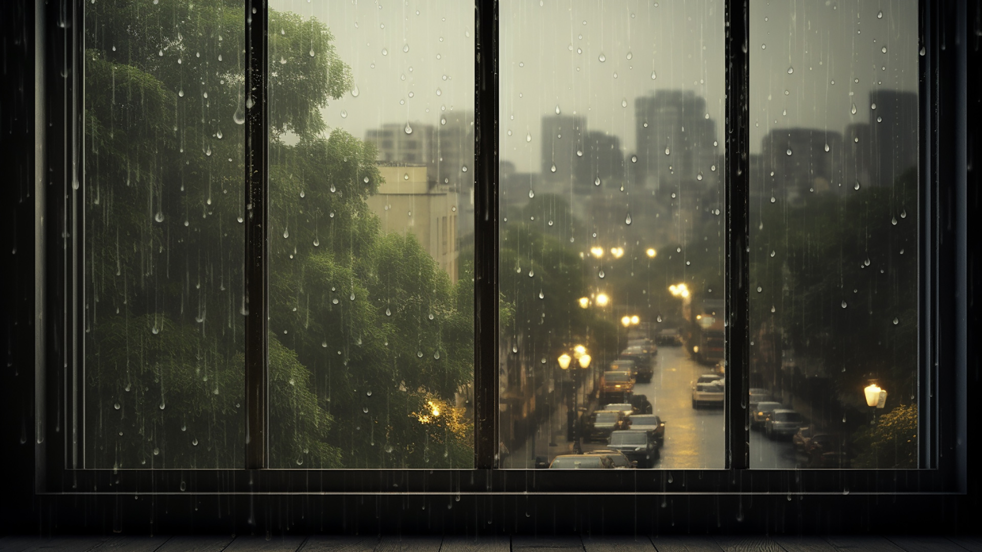 Pristine Elegance of Rainy Day with Ultra HD Window View