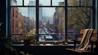 Nature's Symphony - Rainy Window View 1920x1080 Wallpaper