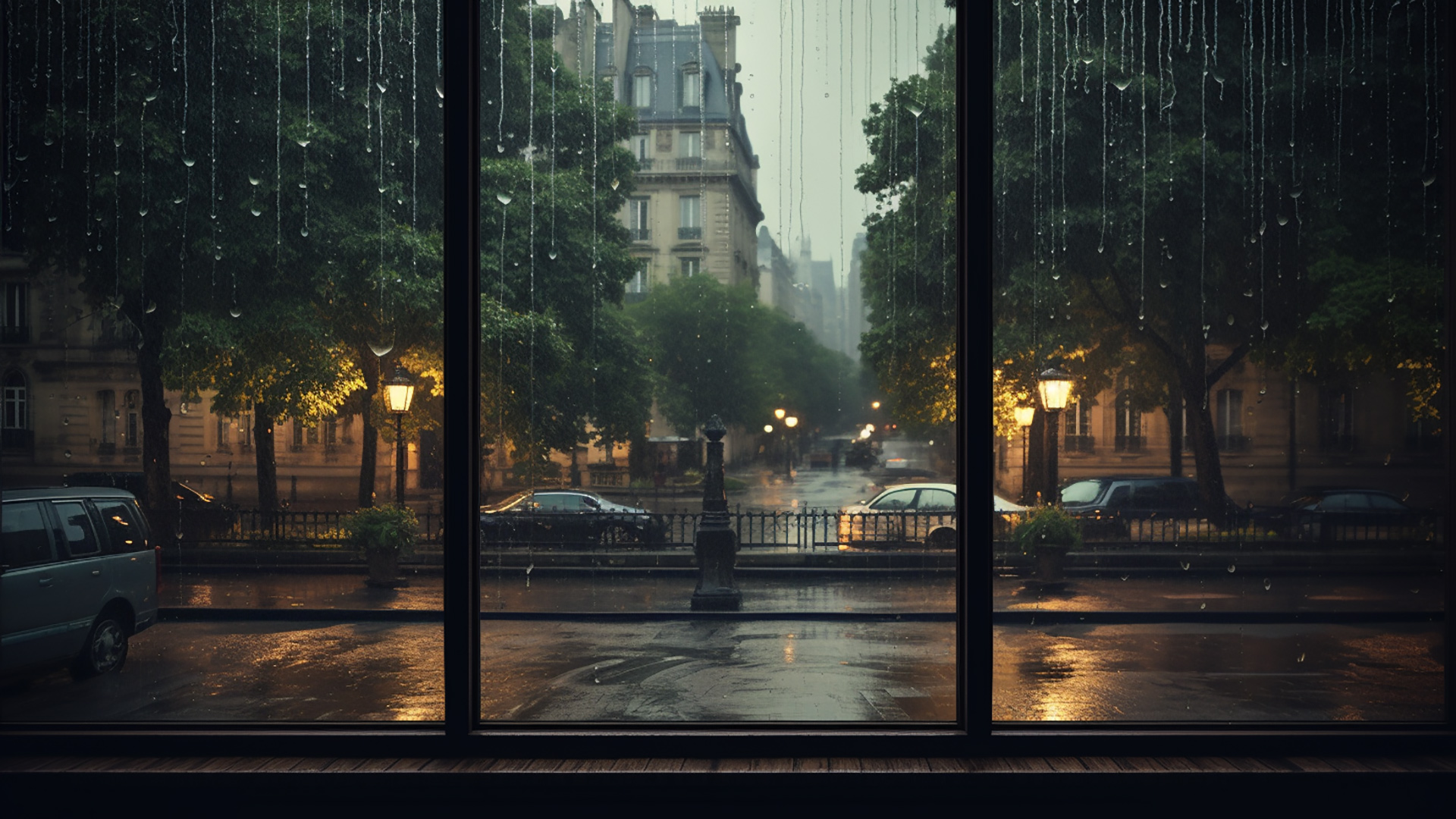 Windowscape Poetry for 16:9 Rainy Day Desktop Background