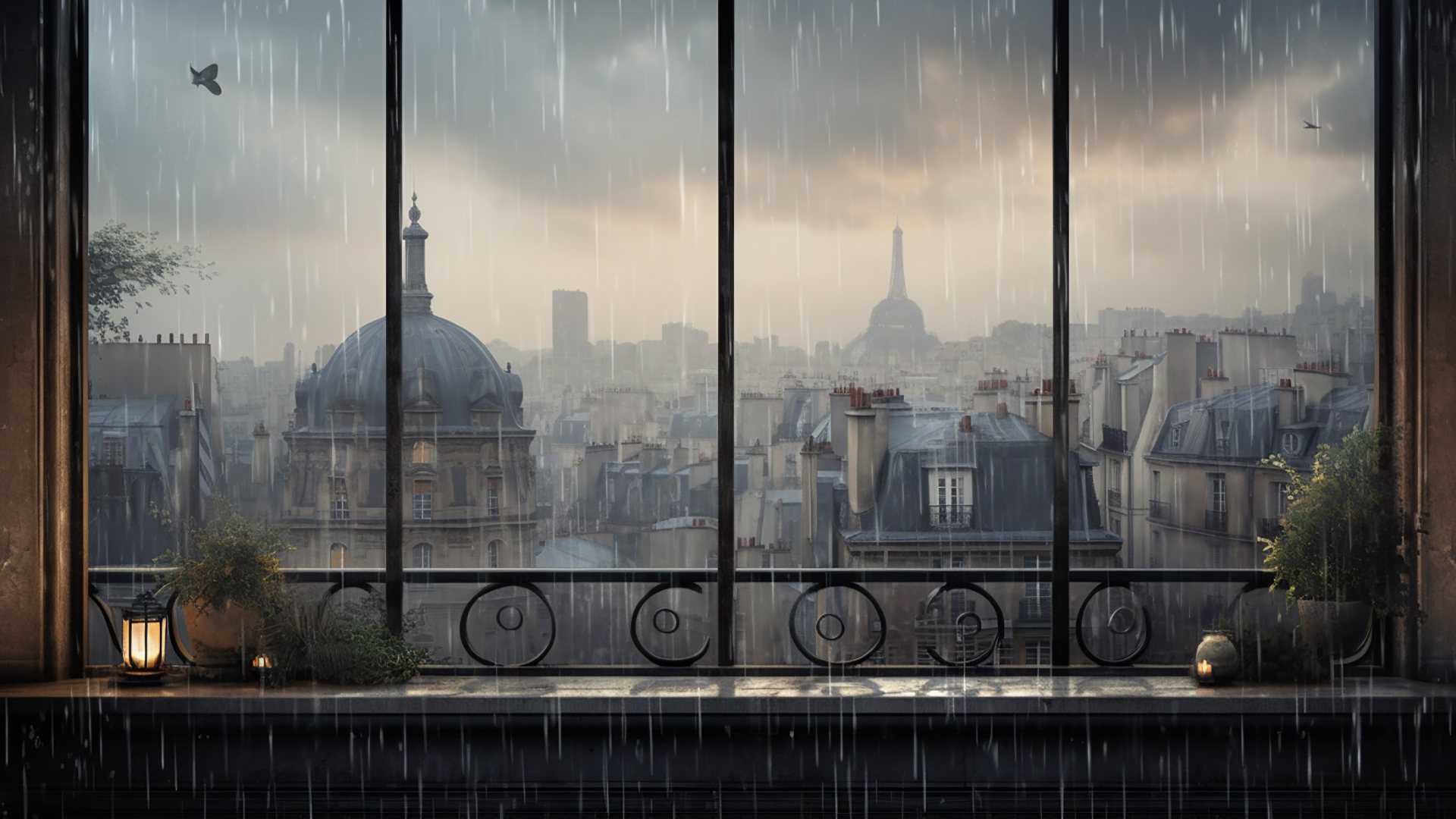 Liquid Harmony with Picturesque Rainy Day Window View
