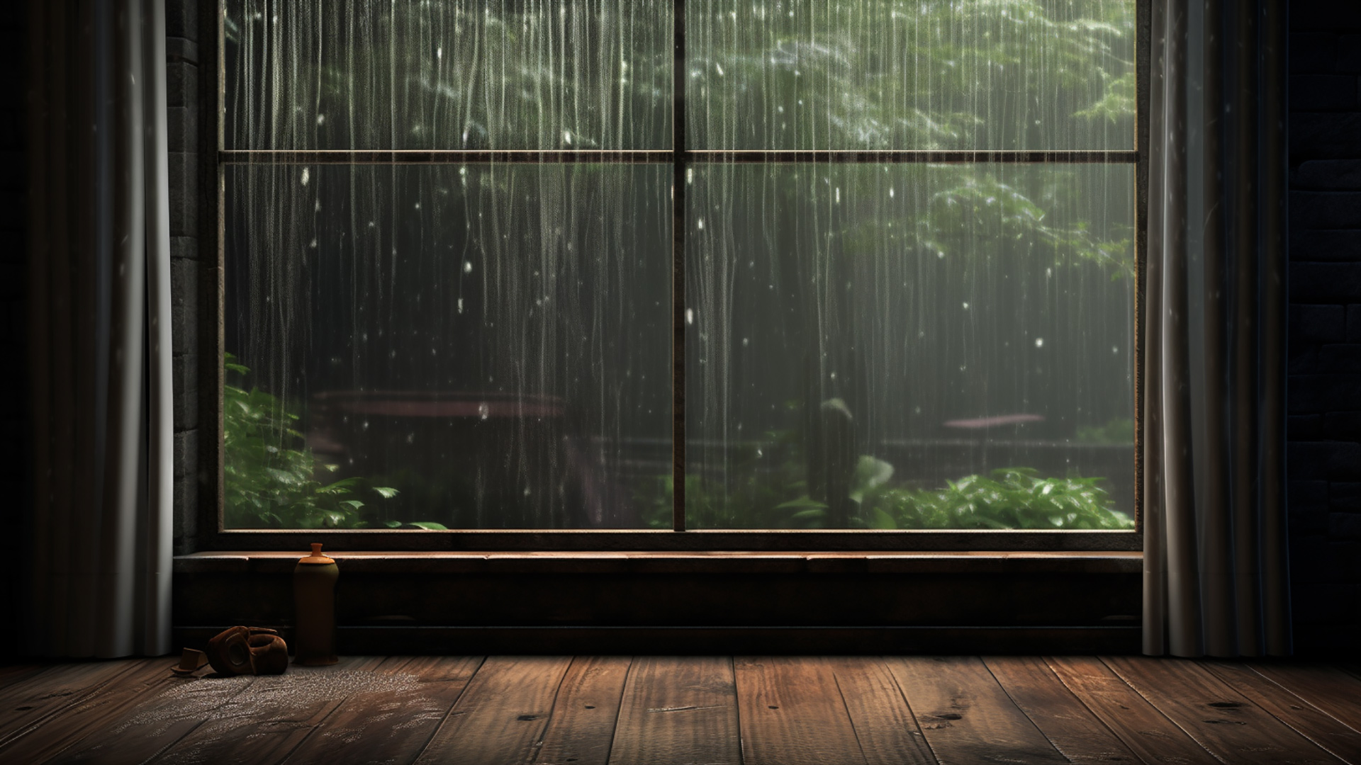 Captivating rainy view wallpapers to boost productivity indoors