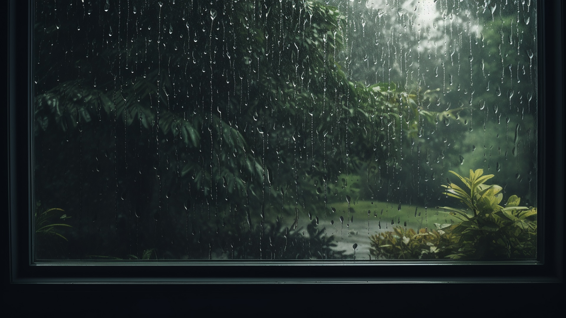 Captivating Raindrops in 4K Rainy Day Window Wallpaper
