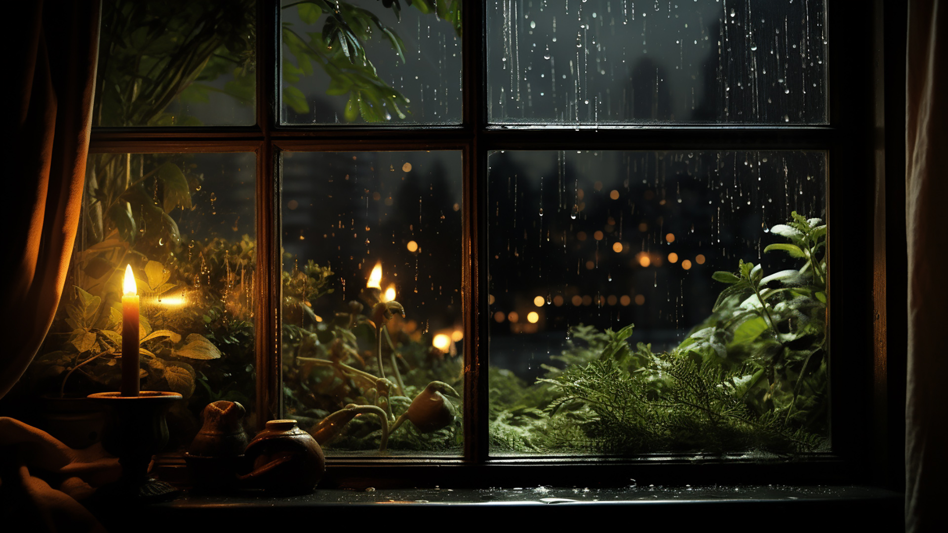 Rainy Window Scenes Elevating Classic Rooms wallpaper