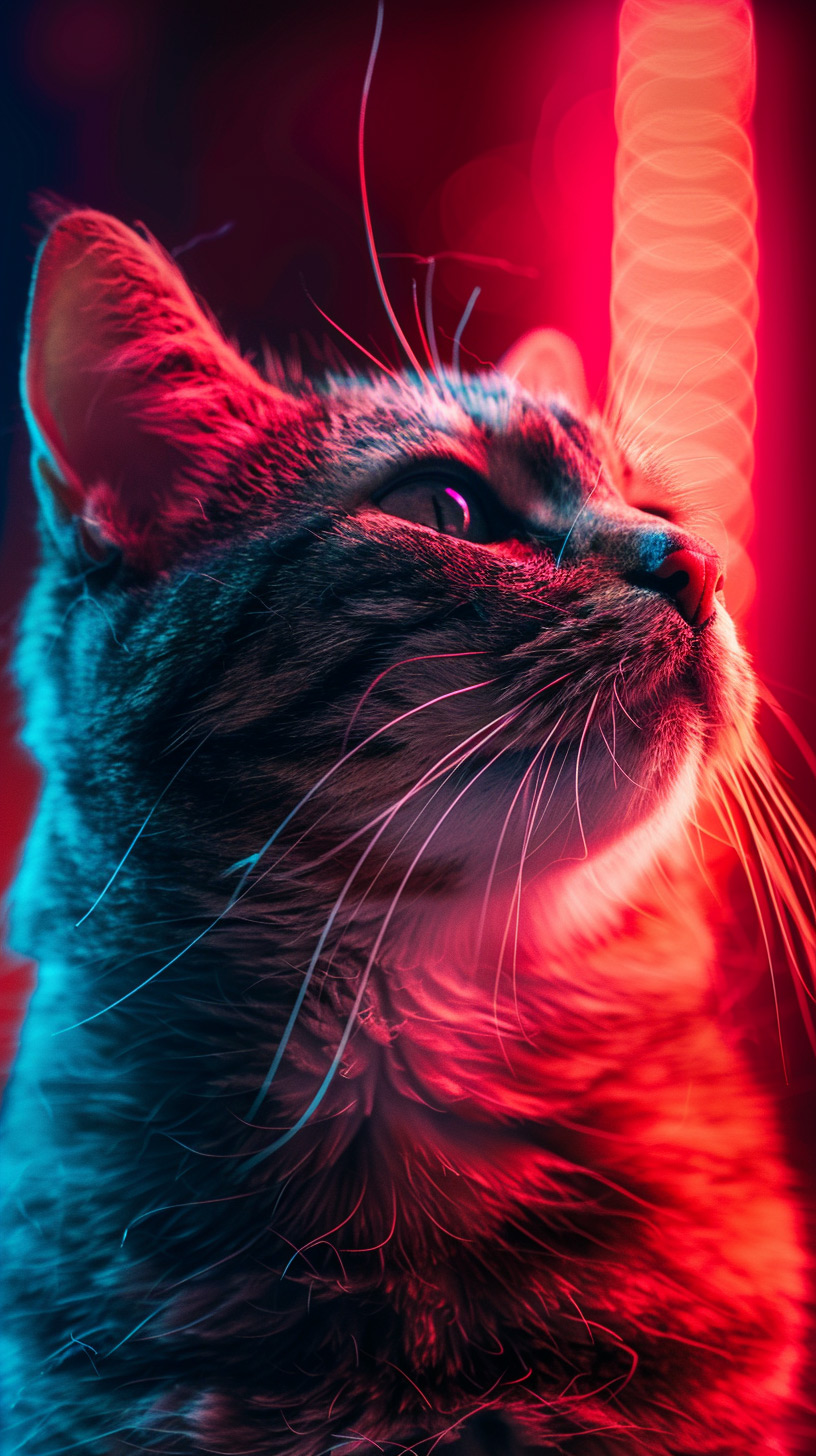 Dynamic Cyborg Cat Art for iPhone and Android Screens