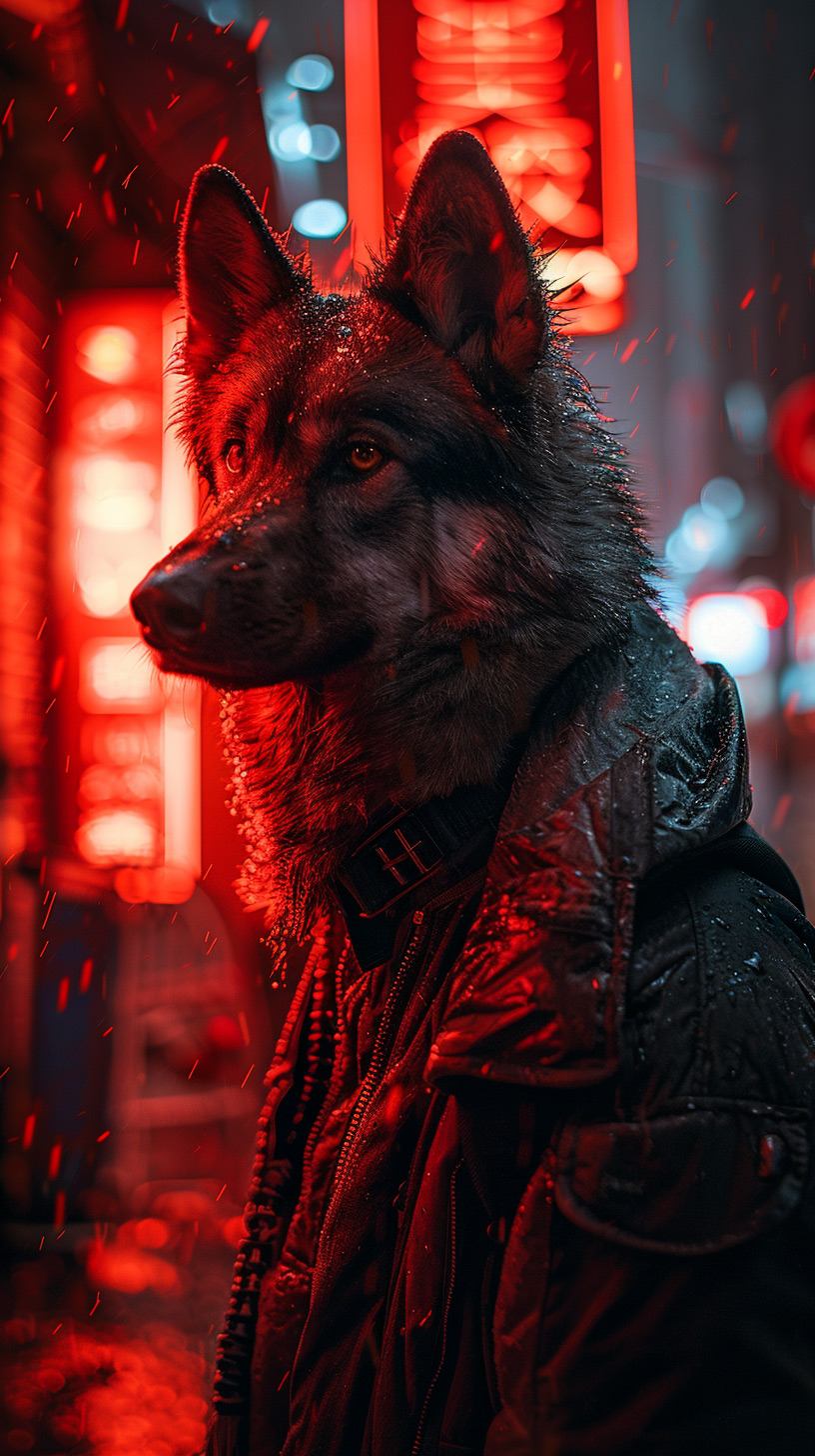Cyber Streets Canines: Cyberpunk Dog Mobile Wallpapers in HD