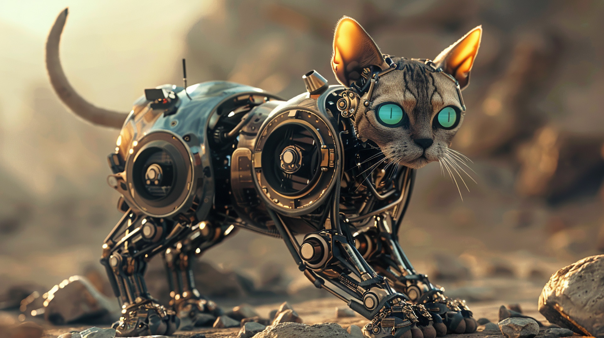 High-Tech Cyborg Cat Wallpapers in Ultra HD Quality