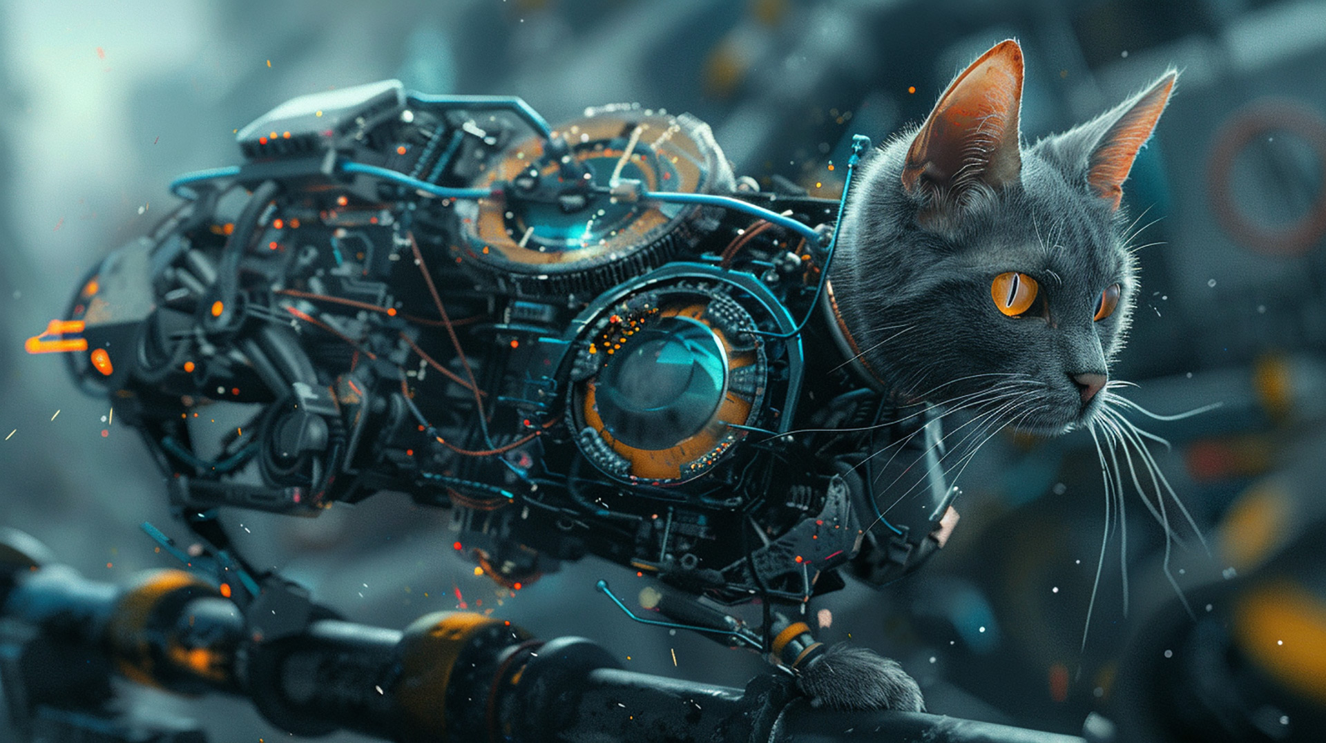 Discover Stunning AI-Generated Robot Cat Wallpapers in 1920x1080