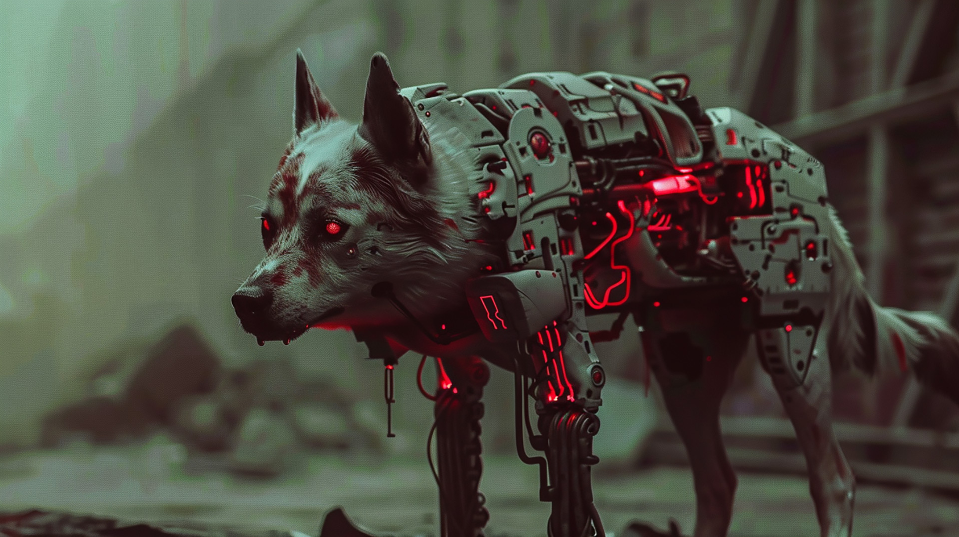 Innovative Cyborg Dog Graphics for Creative Workspaces