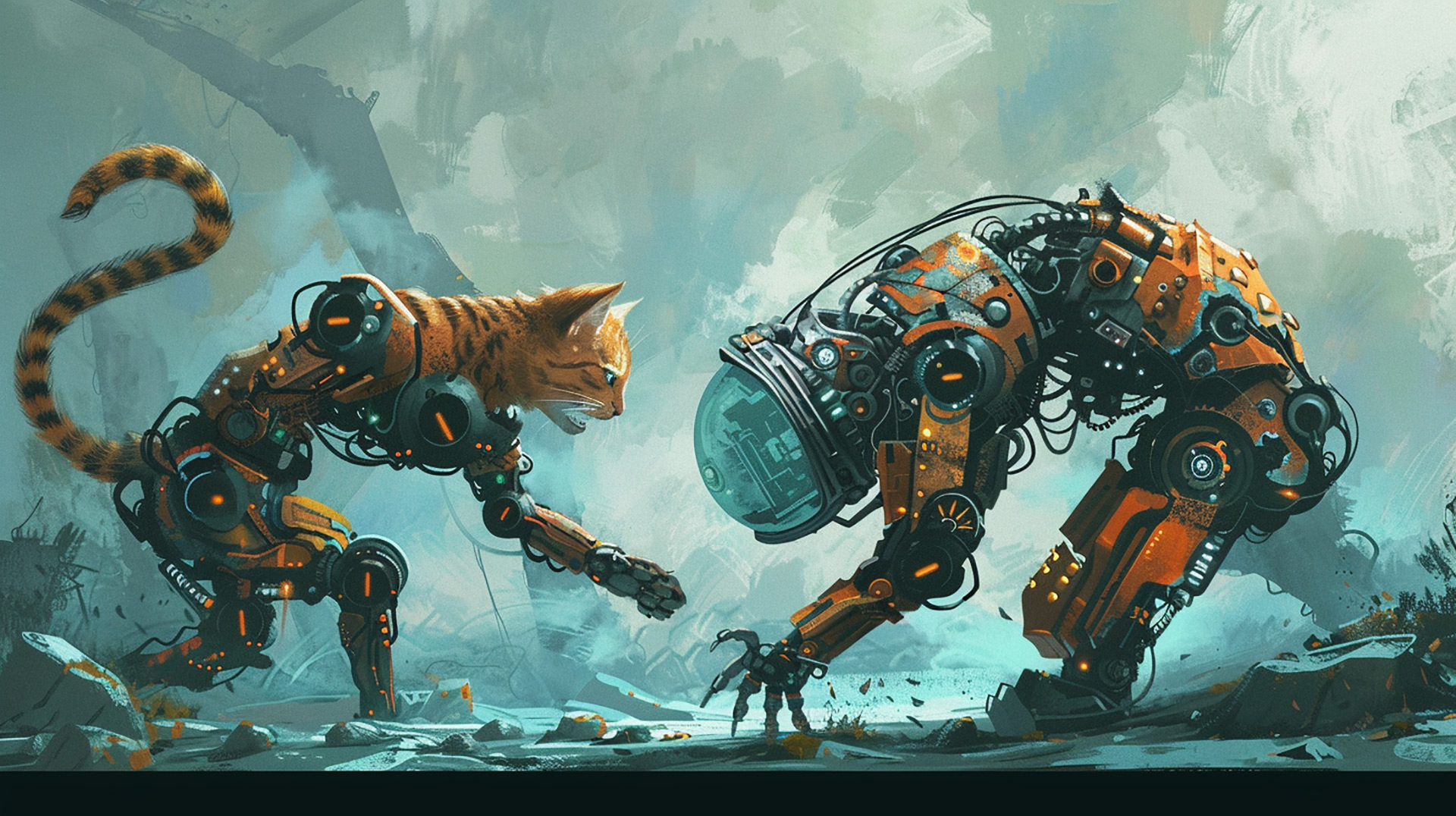 Get Your Robot Cats Fighting HD Backgrounds for Free