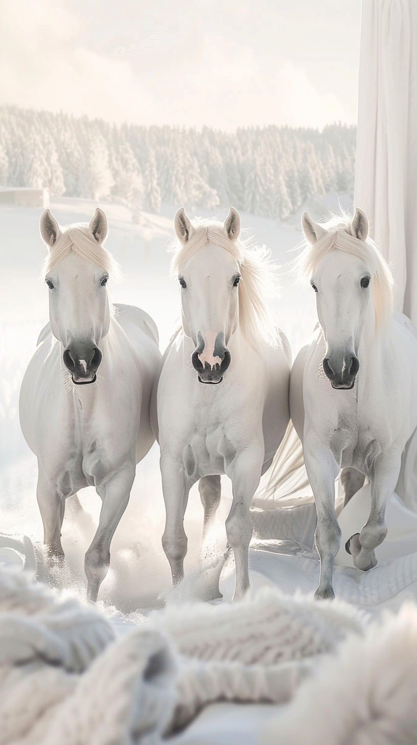 White Horse Running: Dynamic iPhone Background