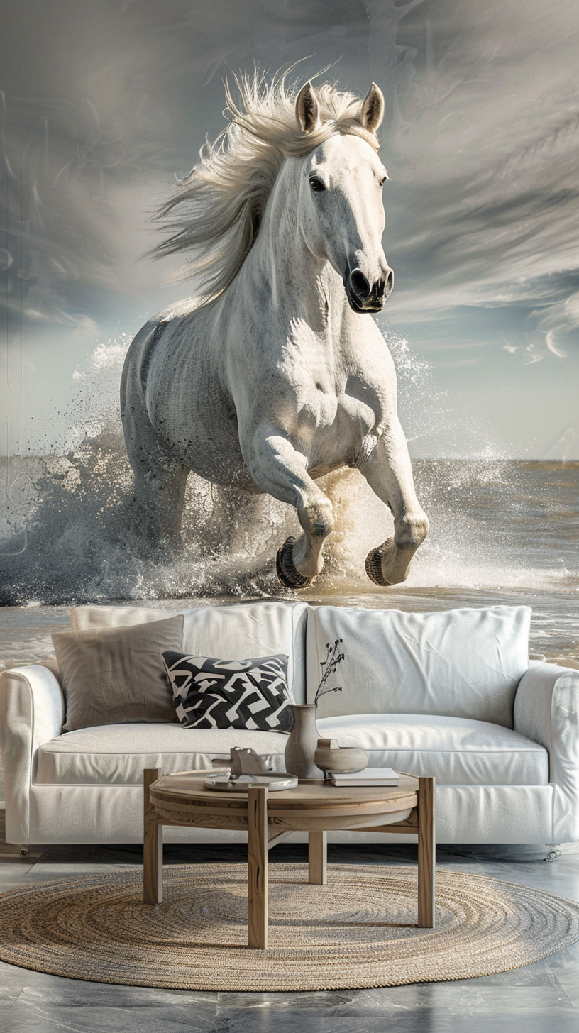 Majestic White Stallion: HD Mobile Wallpaper