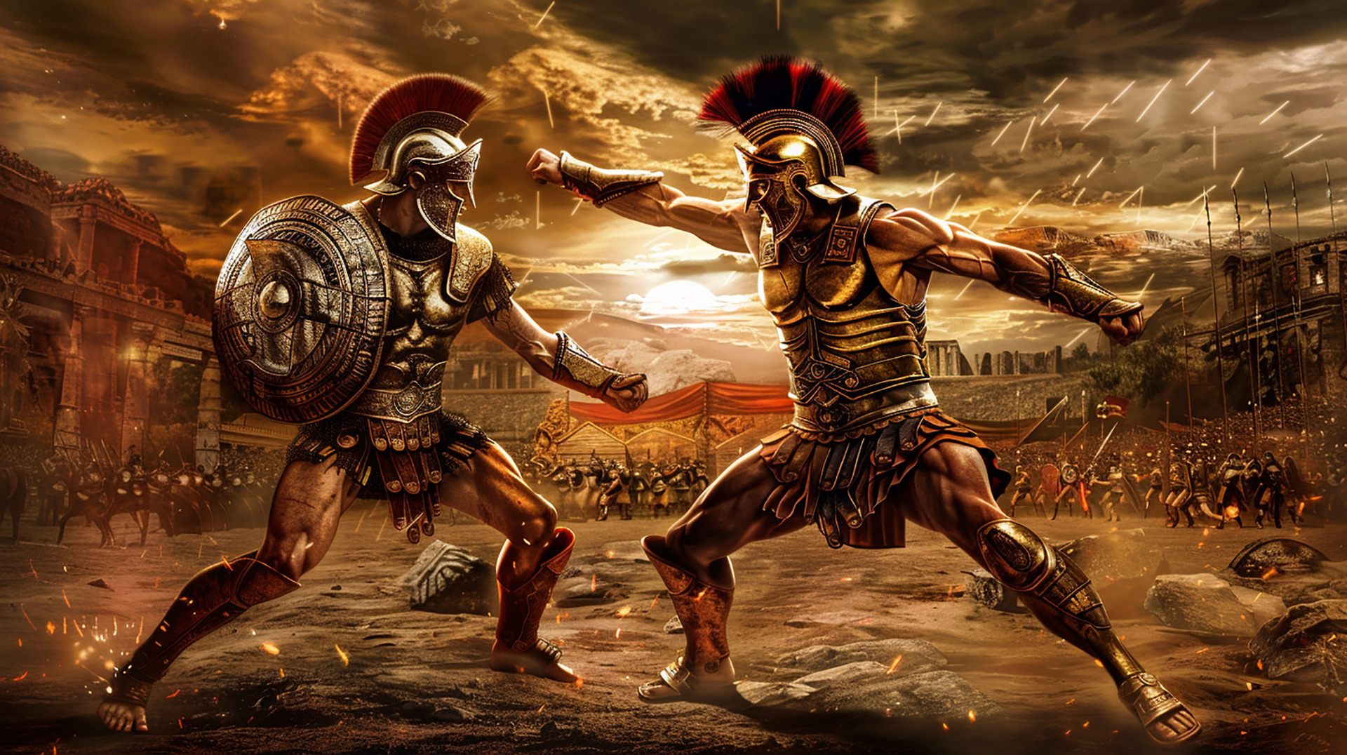 Ruthless Gladiator Clash in HD Wallpaper