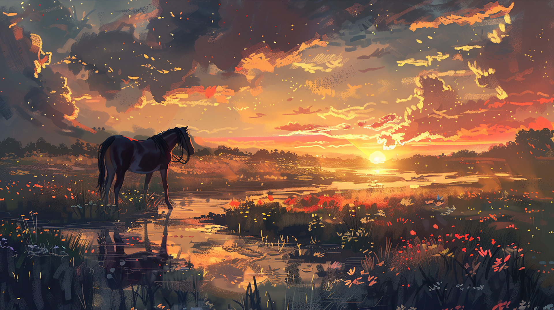 Equestrian Freedom: AI-Rendered Digital Wallpaper