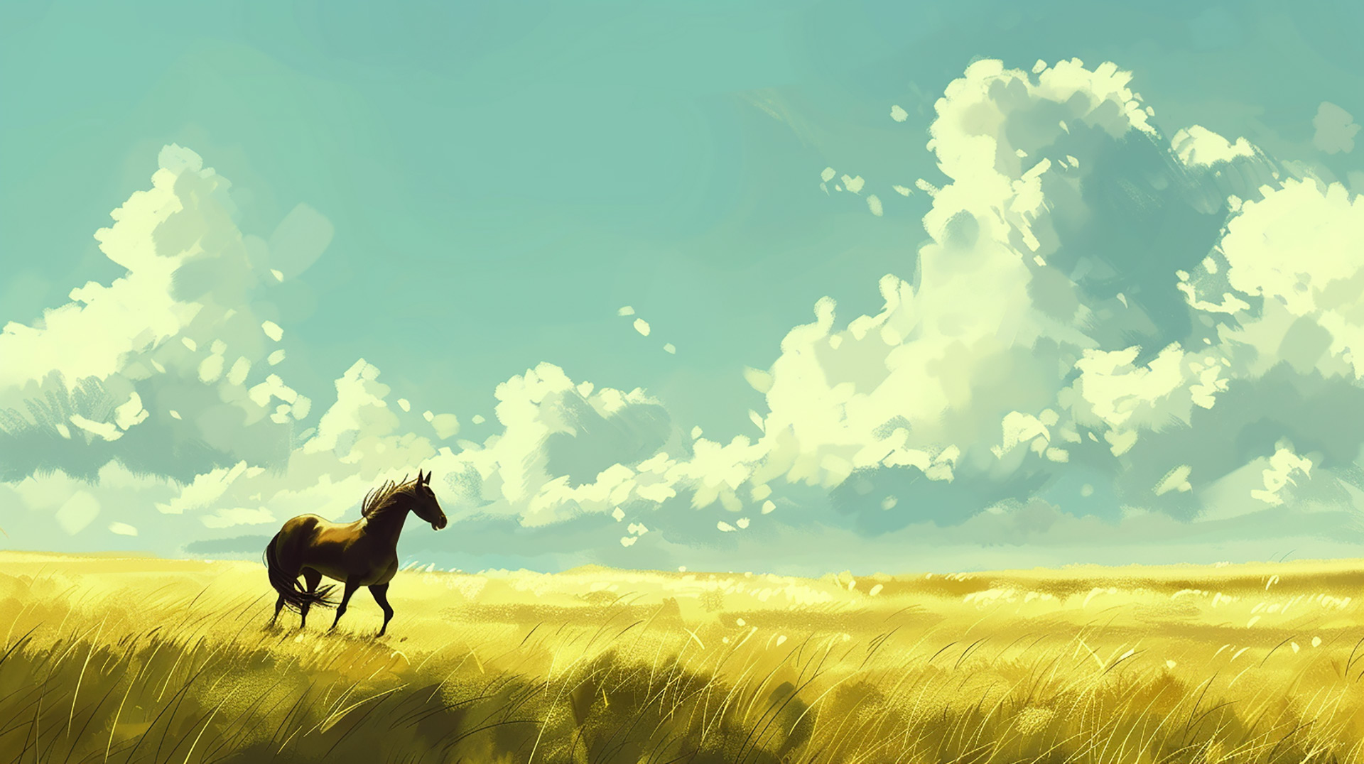 Horse in Meadow: AI HD Digital Background