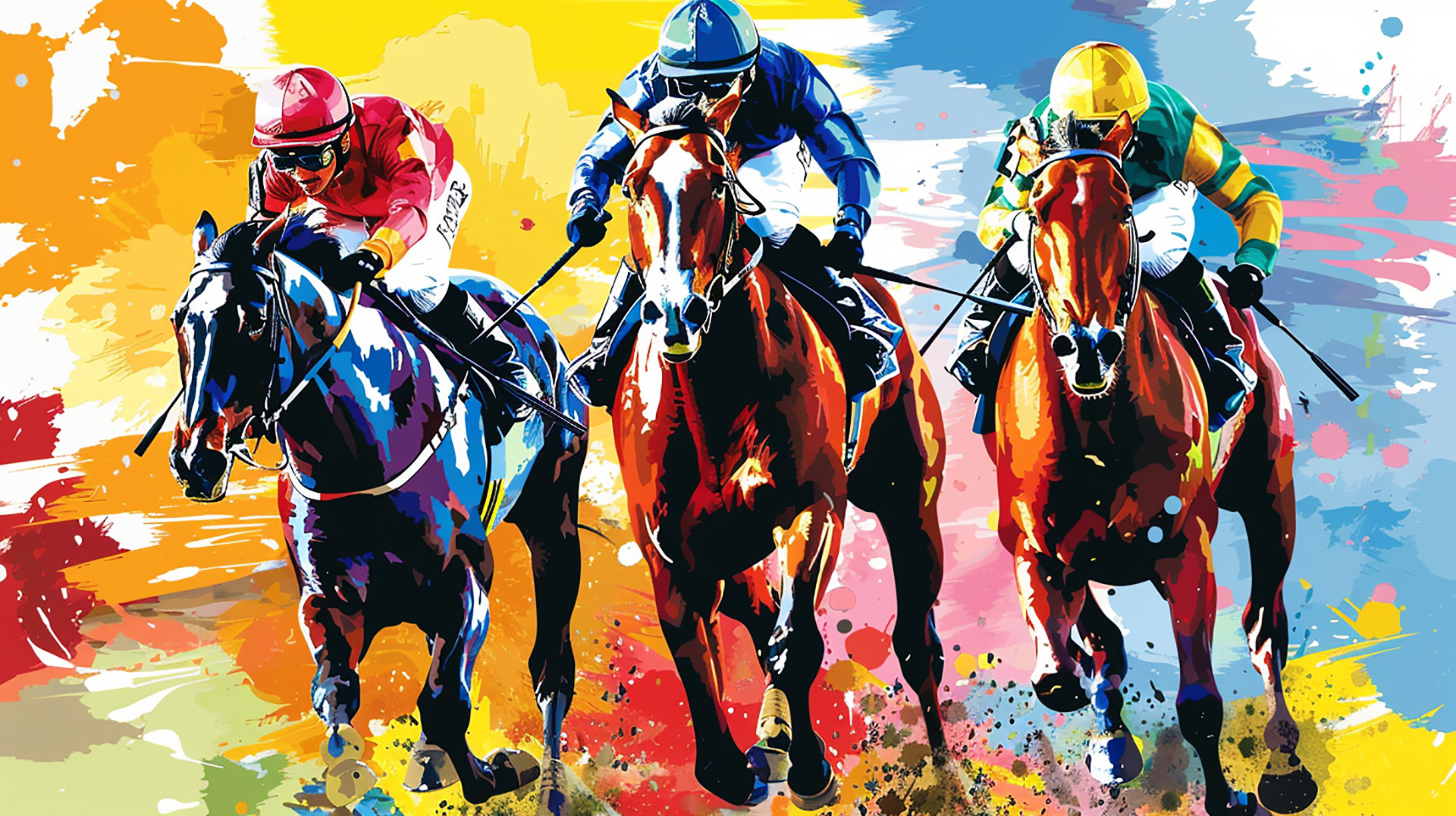 Racing Stallions: AI-Generated Pop Art Horse Wallpaper