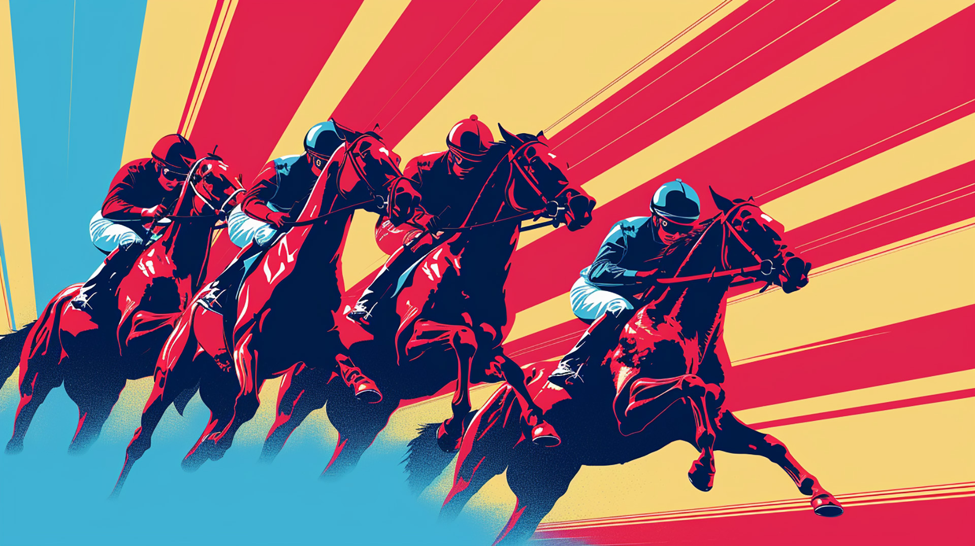 Vibrant Horse Race: AI Pop Art Digital Background