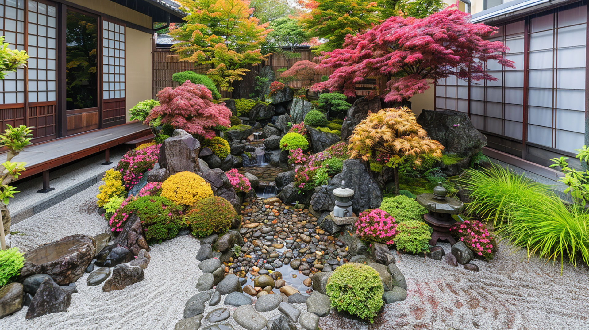 Peaceful Japanese Garden Pond