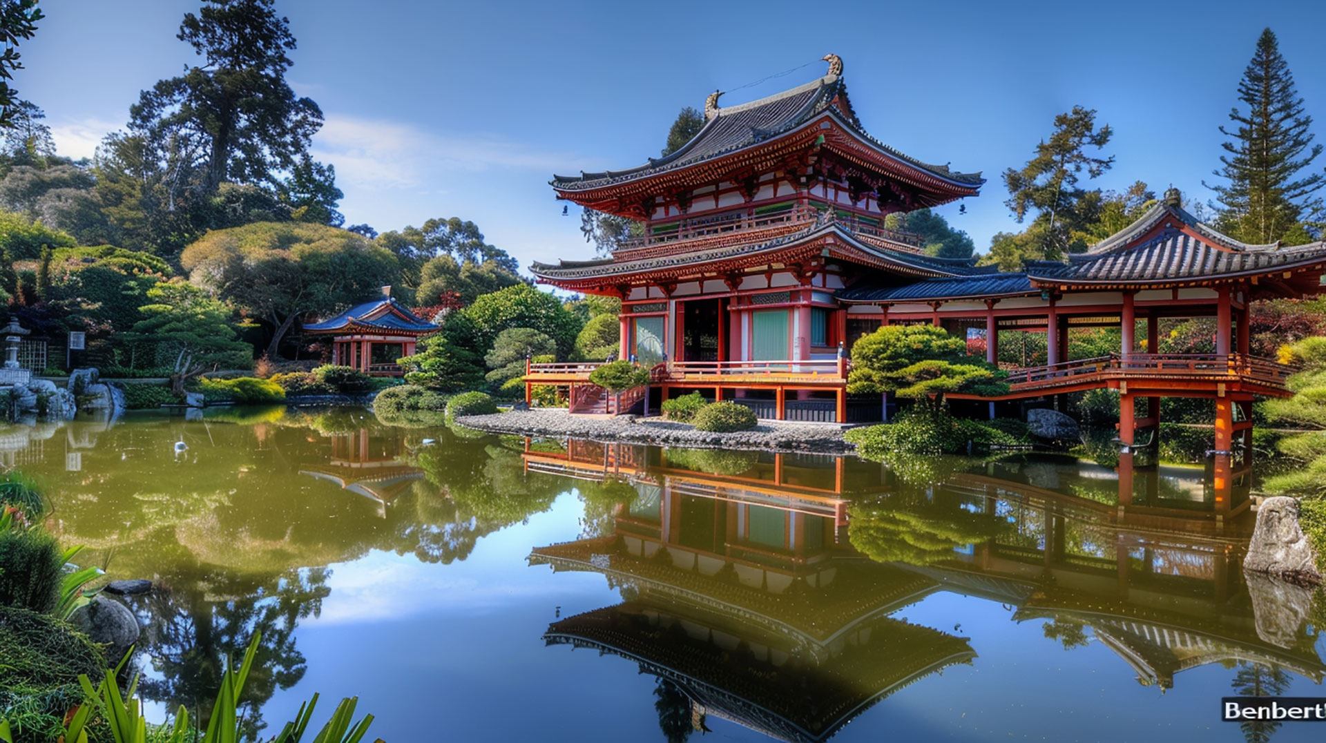 Majestic Japanese Garden Waterfall