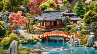 Lush Greenery in Japanese Garden