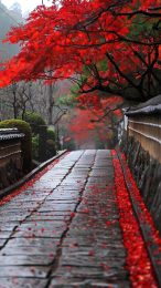 Japanese Garden with Flowing Stream