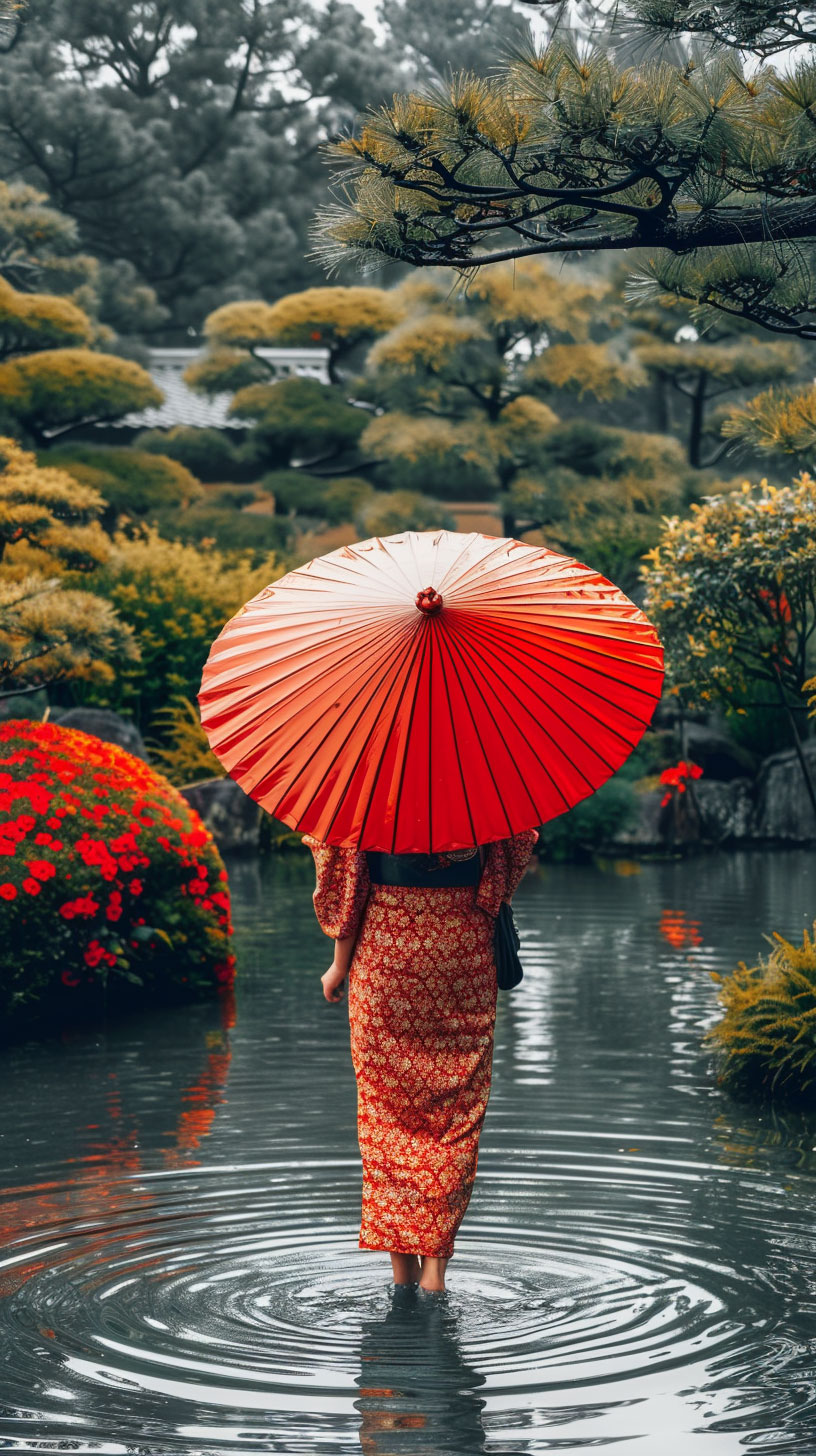 Japanese Garden Pathway with Bamboo