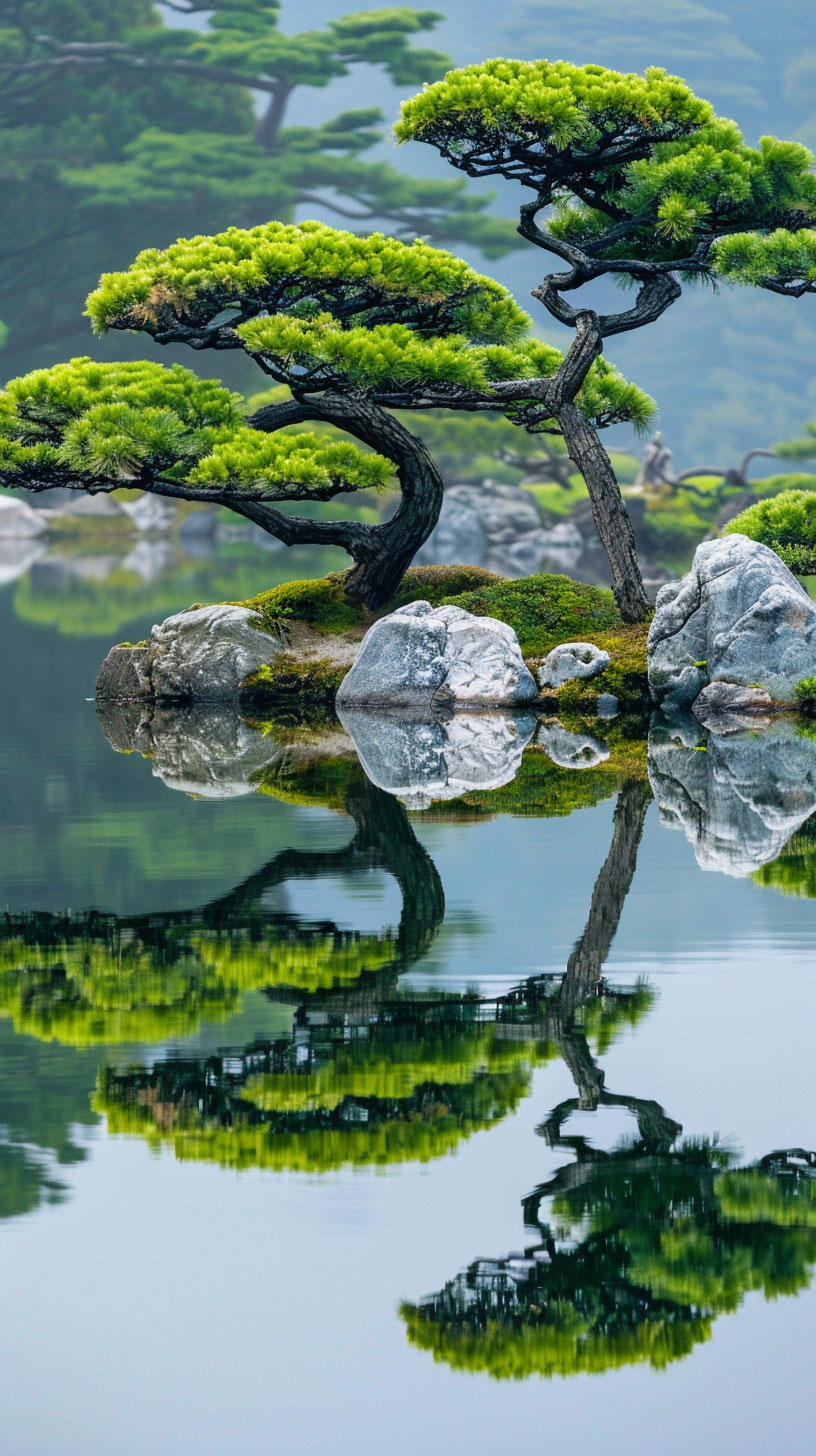 Minimalist Japanese Garden with Zen Rocks