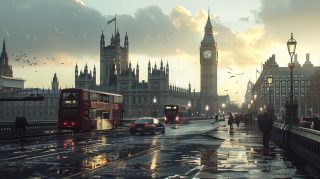 Futuristic London Skyline: Desktop Wallpaper in 2050