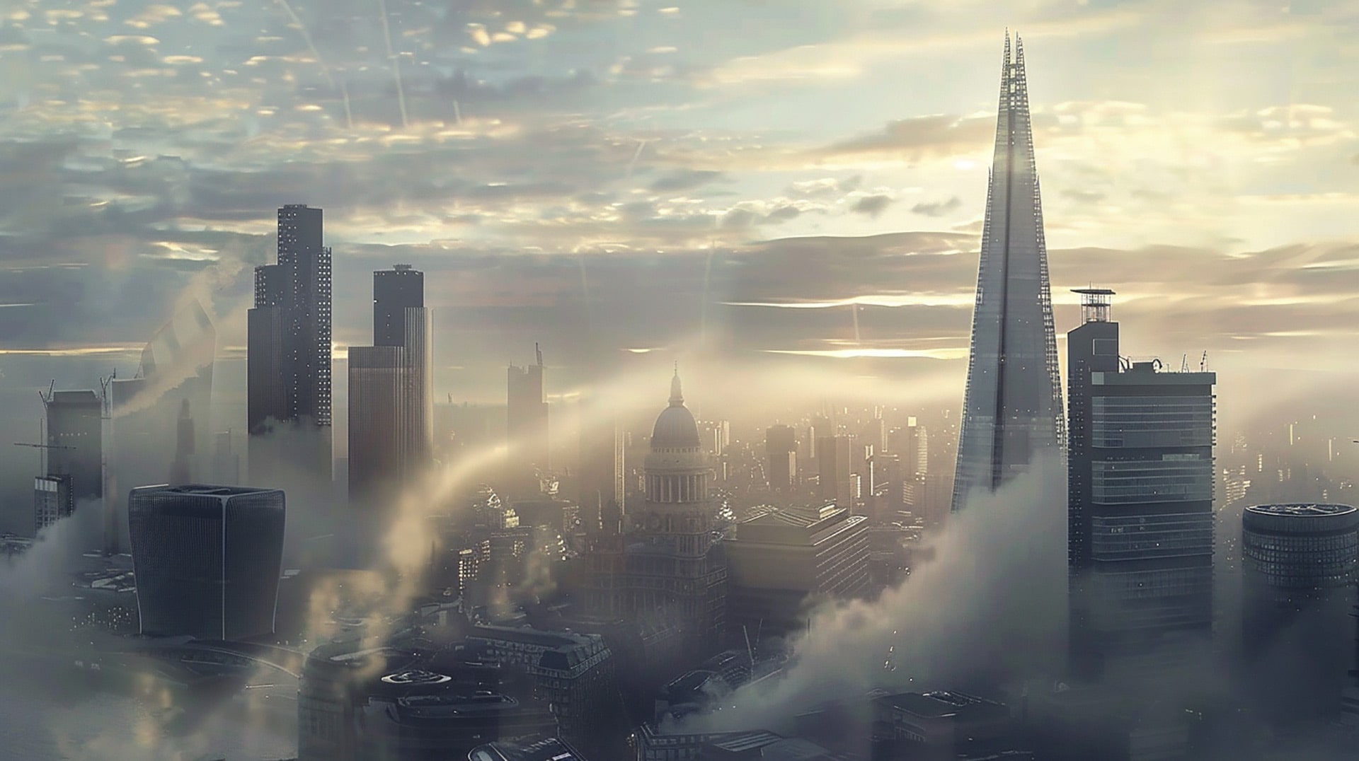 Neo-London Cityscape: 2050 Desktop Background