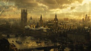 Neo-London Skylines: 2100 Desktop Background