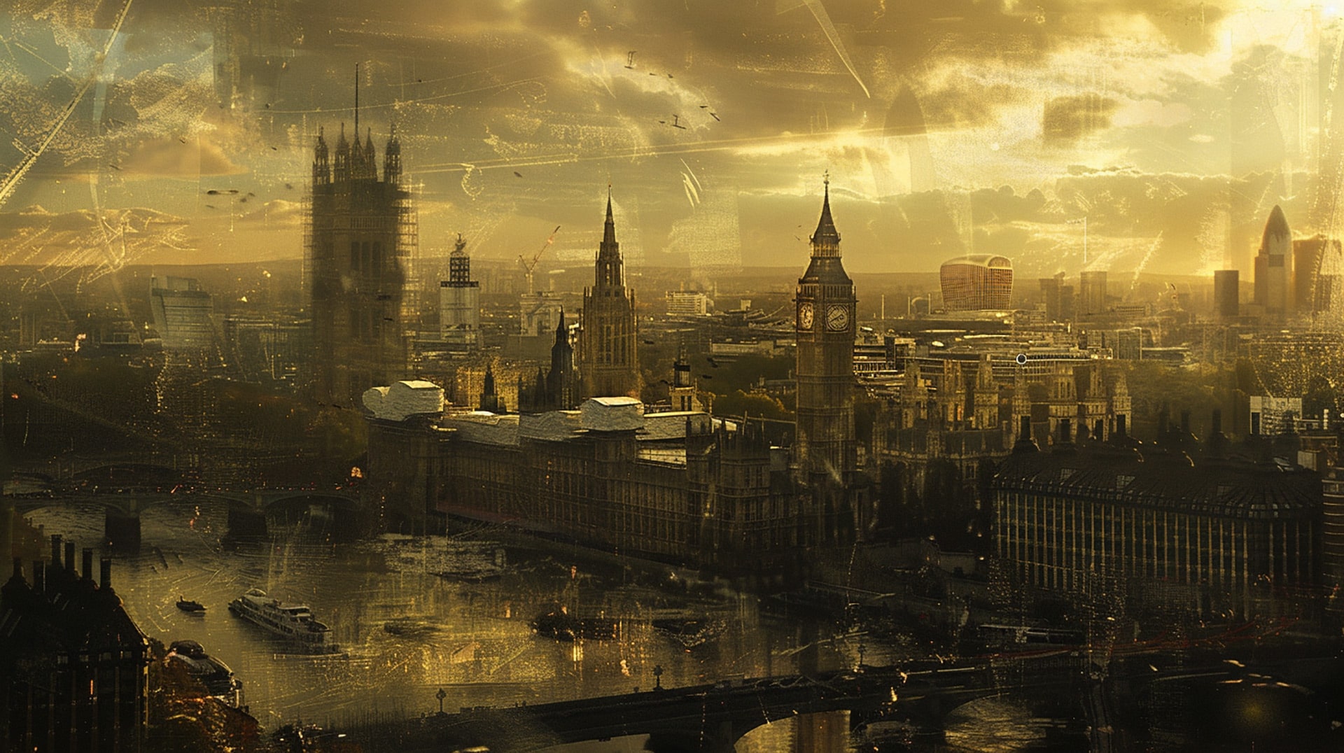 Neo-London Skylines: 2100 Desktop Background