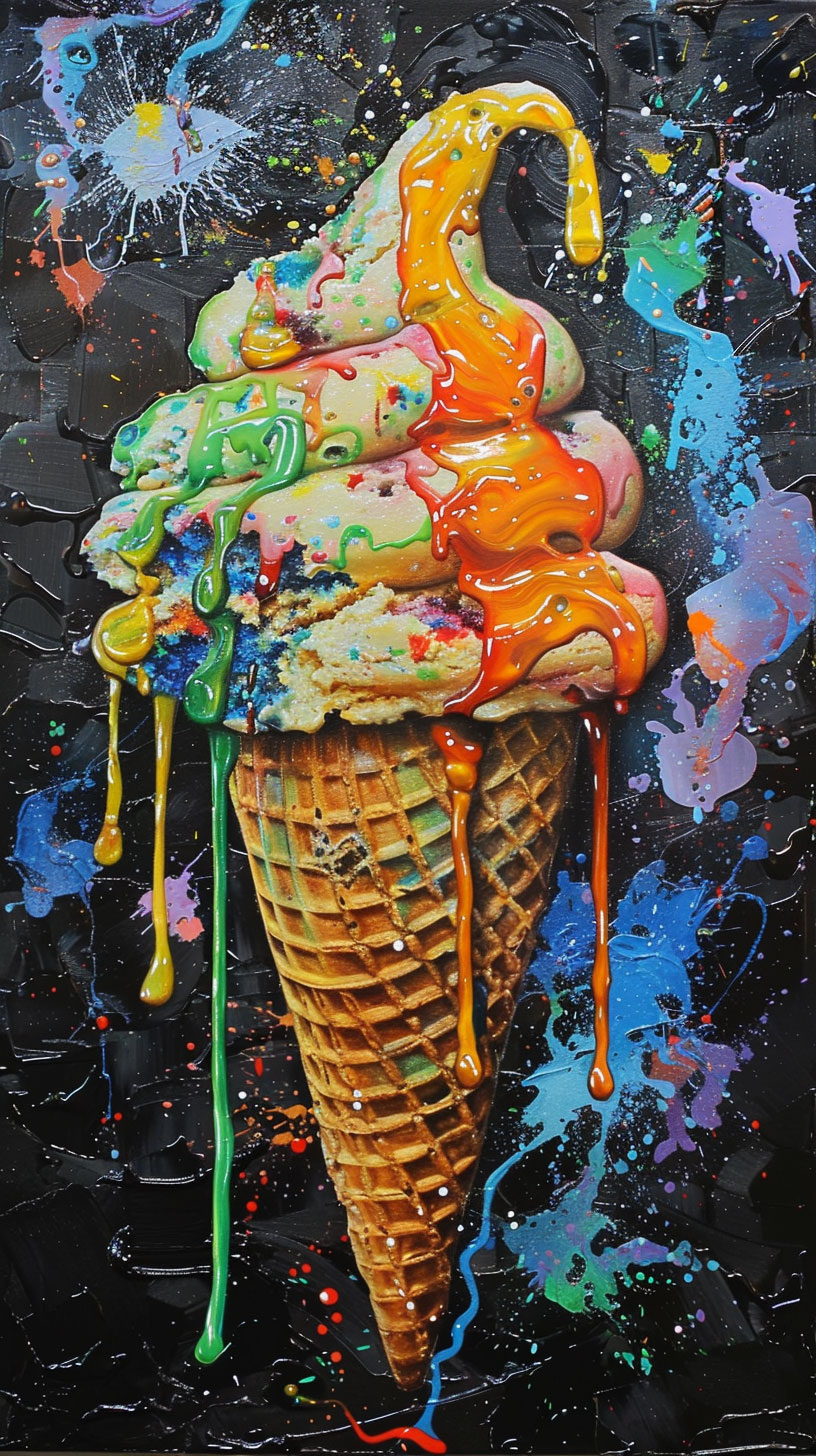 Abstract Ice Cream Melt Canvas