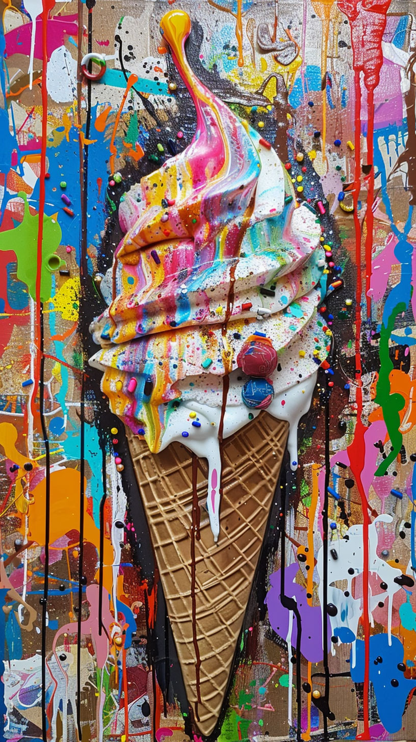 Colorful Ice Cream Drips Artwork