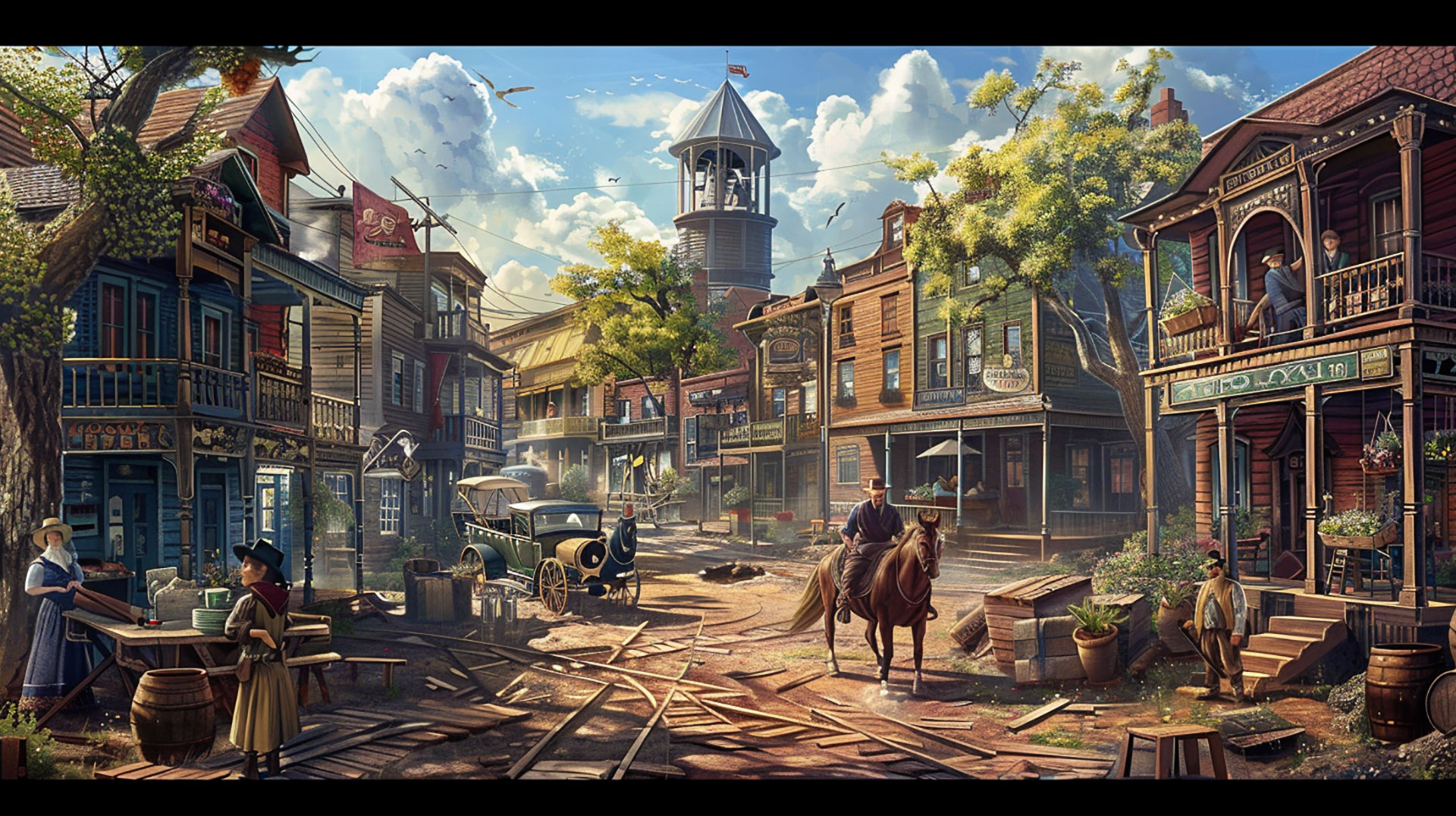 Old West Town HD Wallpaper: 16:9 Aspect Ratio