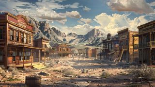 Old West Town Digital Art Wallpaper: 4K Download