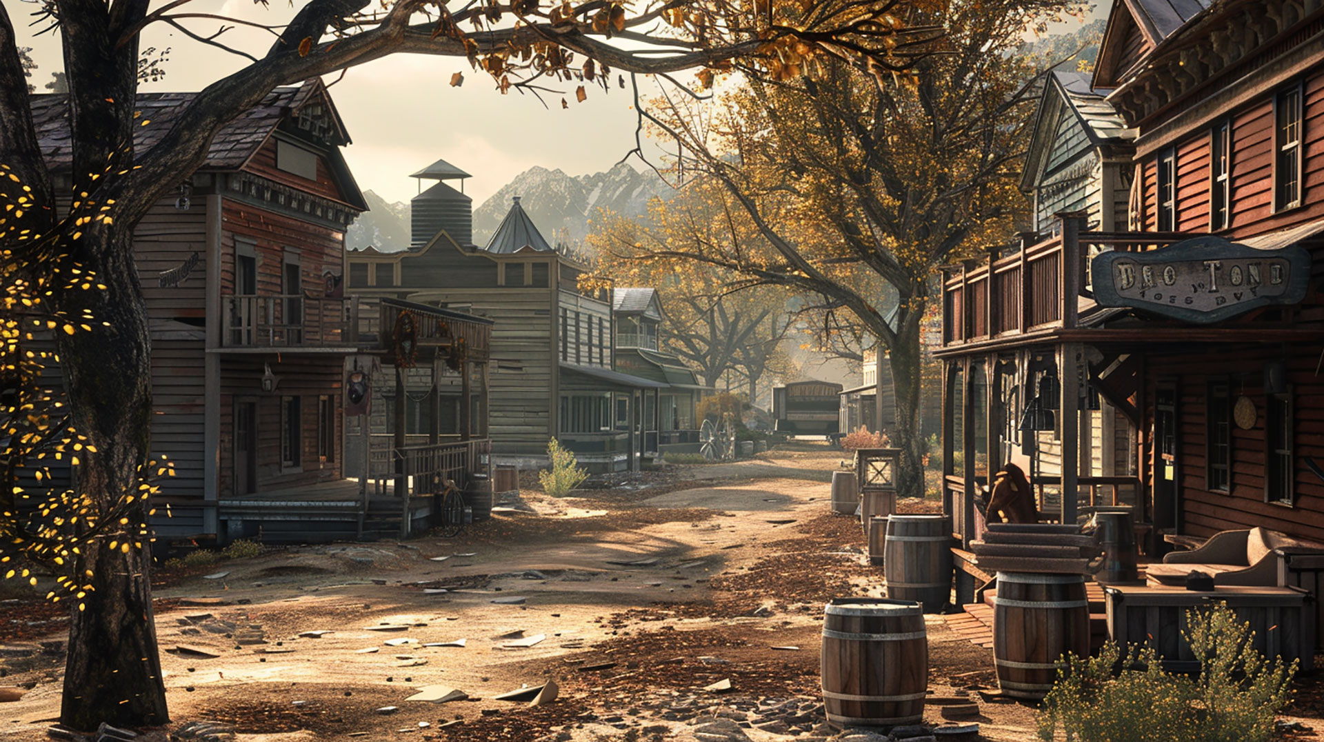 Old West Town Desktop Background: 8K Resolution