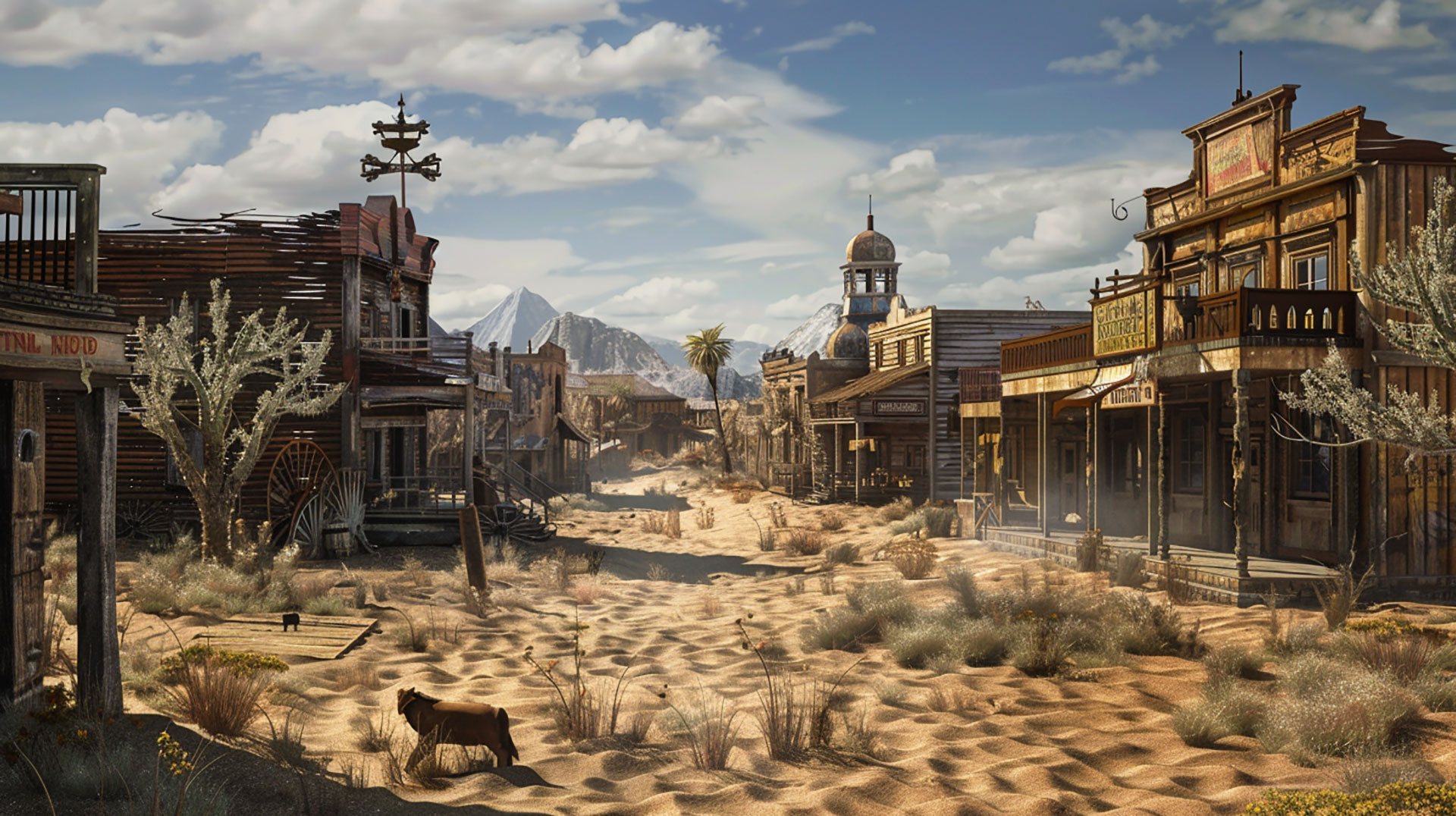 Dynamic Old West Town AI Wallpaper: Ultra HD