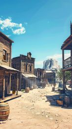 Old West Town Street Scene Wallpaper for iPhone