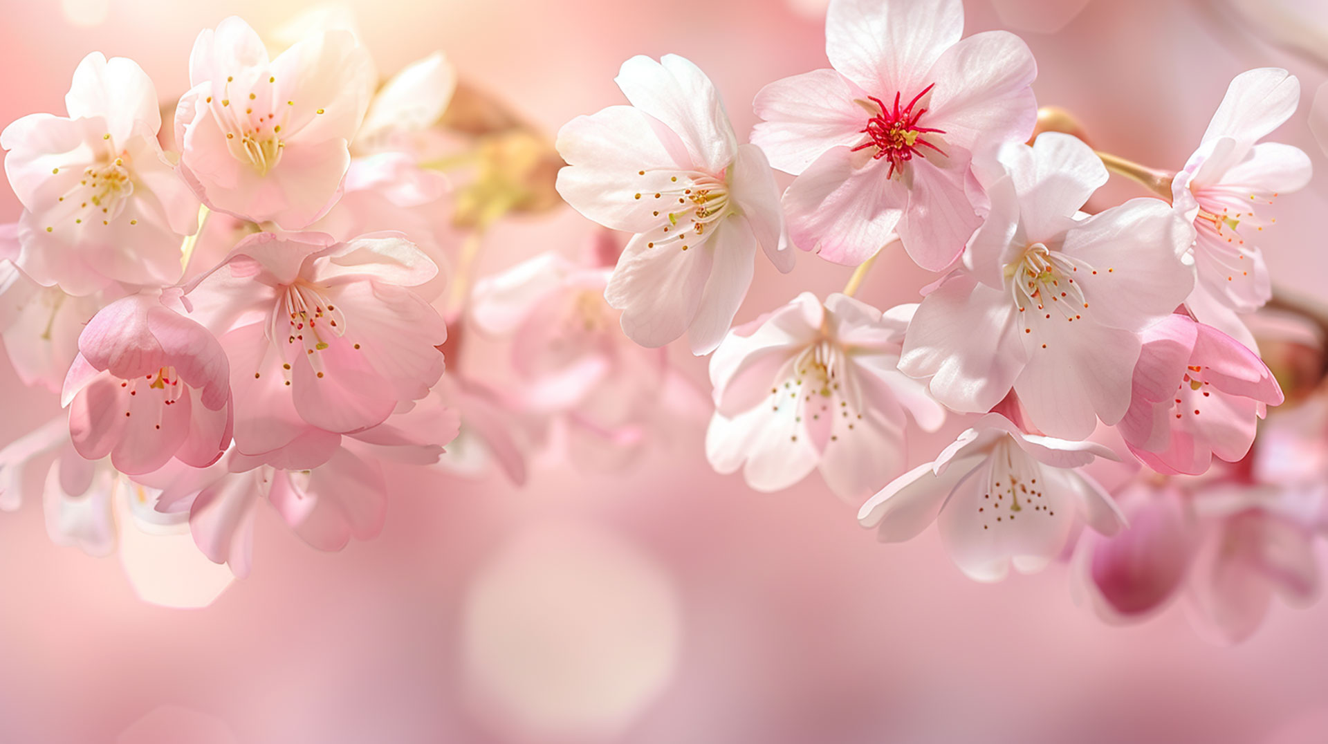 Pink Sakura Blossoms in Tranquil Japanese Garden